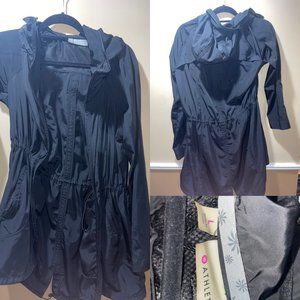 Athleta Black Long and Sinch-Waist Raincoat size large